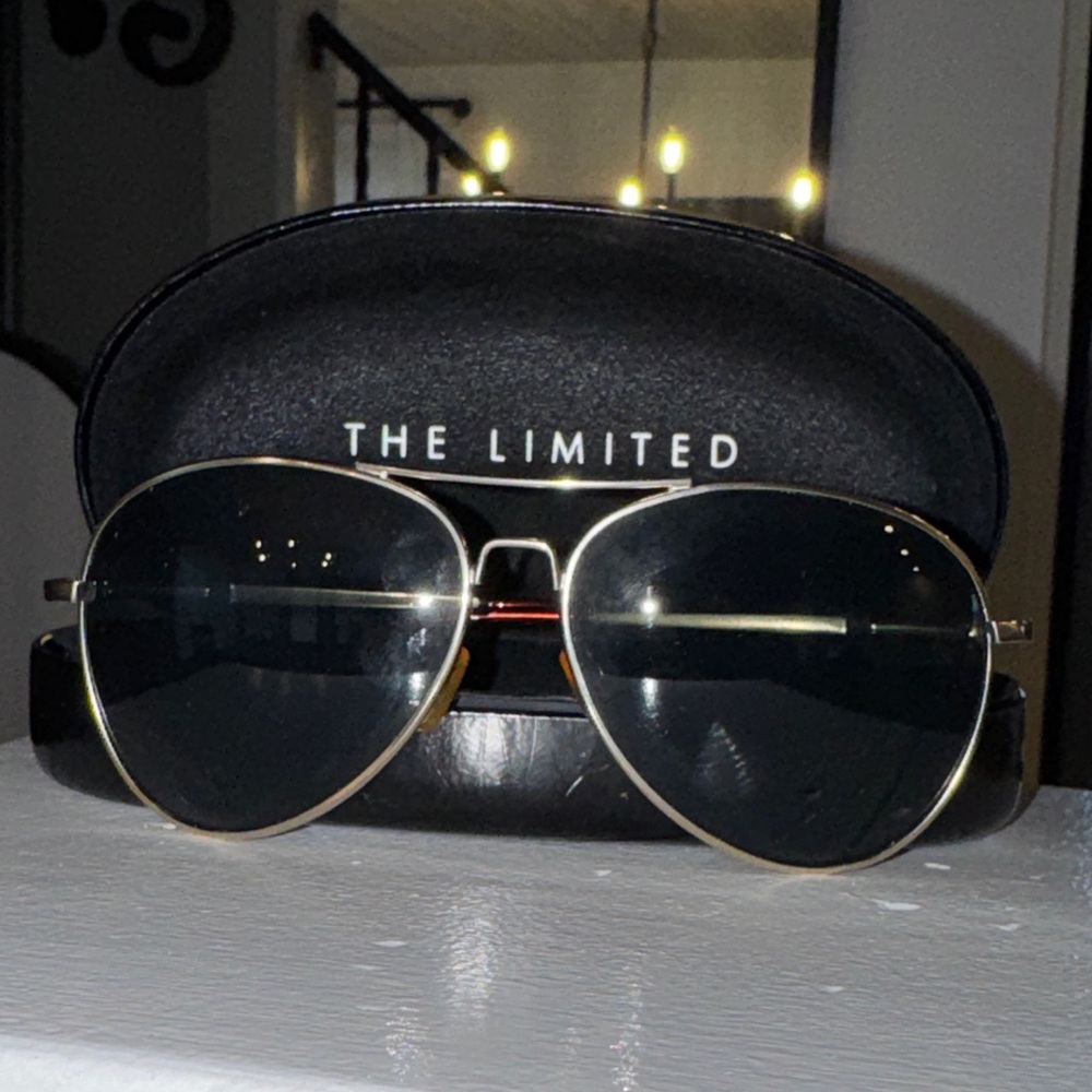 The Limited Gold and Black Aviator Sunglasses